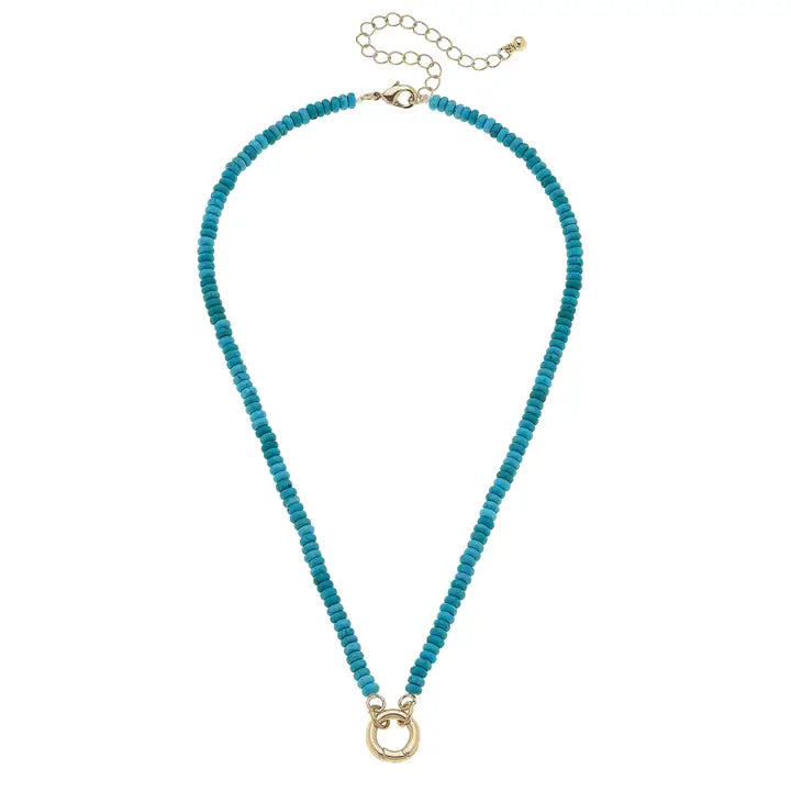 Lucy Gemstone Beaded Charm Necklace Base | Turquoise