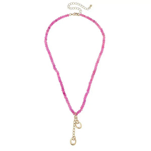 Lucy Gemstone Beaded Multi-Charm Necklace Base | Pink