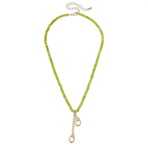 Lucy Gemstone Beaded Multi-Charm Necklace Base | Lime Green