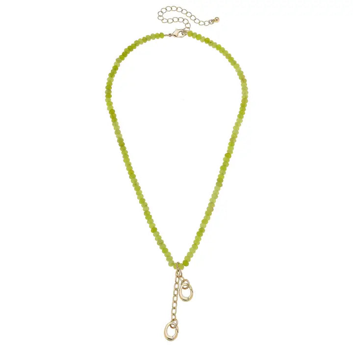 Lucy Gemstone Beaded Multi-Charm Necklace Base | Lime Green