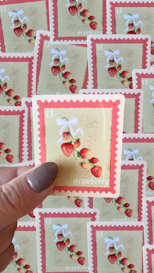 Vintage Strawberry Stamp Sticker 