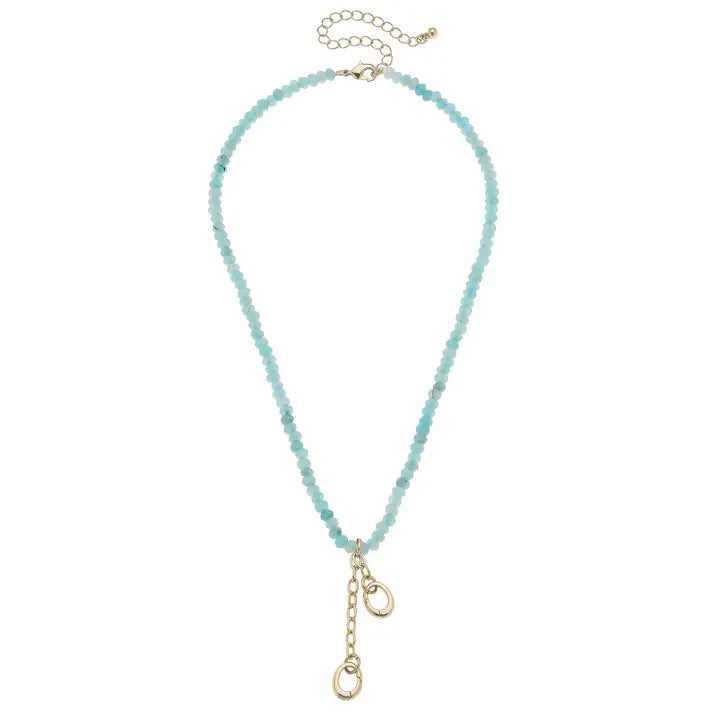 Lucy Gemstone Beaded Multi-Charm Necklace Base | Light Blue