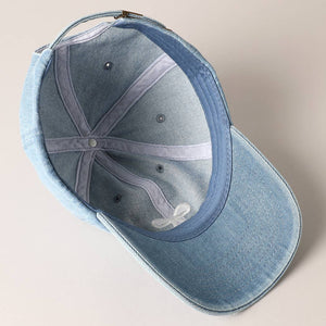 Bow Embroidered Denim Baseball Cap