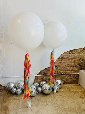 In-Store ONLY Jumbo Solid Balloon With Fringe Tail, Helium & Weight