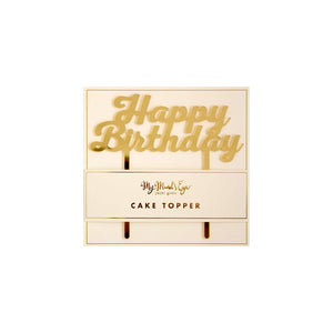 Gold Happy Birthday Cake Topper