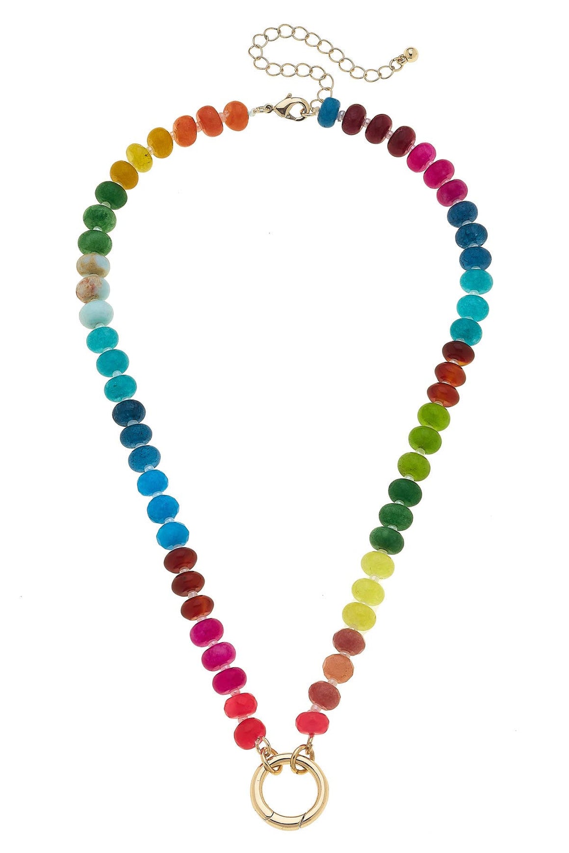 Rainbow Gemstone Beaded Charm Necklace Base