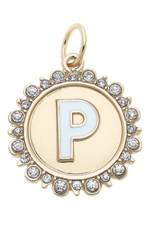 Rhinestone Disc Letter Charms