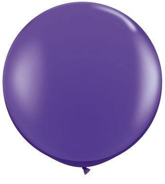 Large Balloon & Tassel Tail Neon Rainbow 36 Inch Round Purple