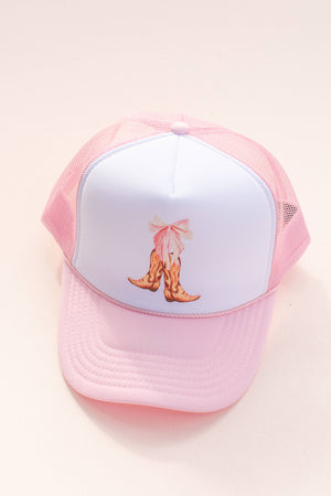 Bow Cowboy Boots Trucker Hat Cap